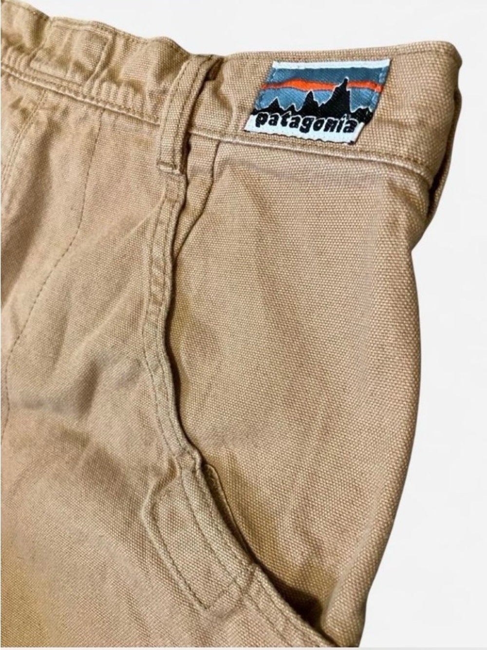 Patagonia Original Stand Up Shorts Women’s Khaki Canvas with Logo Patch Size 8
